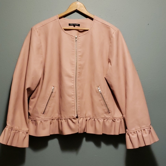 Baccini Jackets & Blazers - Baccini Pink Ruffle Zip-Up Jacket